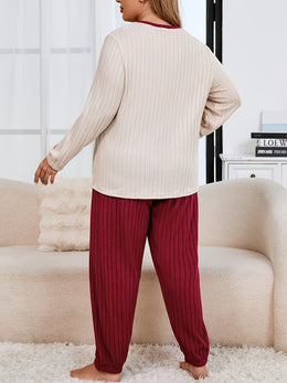 jkthpu-45 Autumn/Winter Plus Size Women's Casual Style Pajama Set,