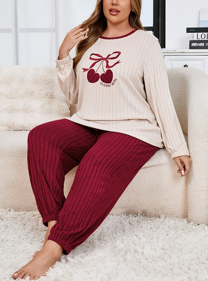 jkthpu-45 Autumn/Winter Plus Size Women's Casual Style Pajama Set,