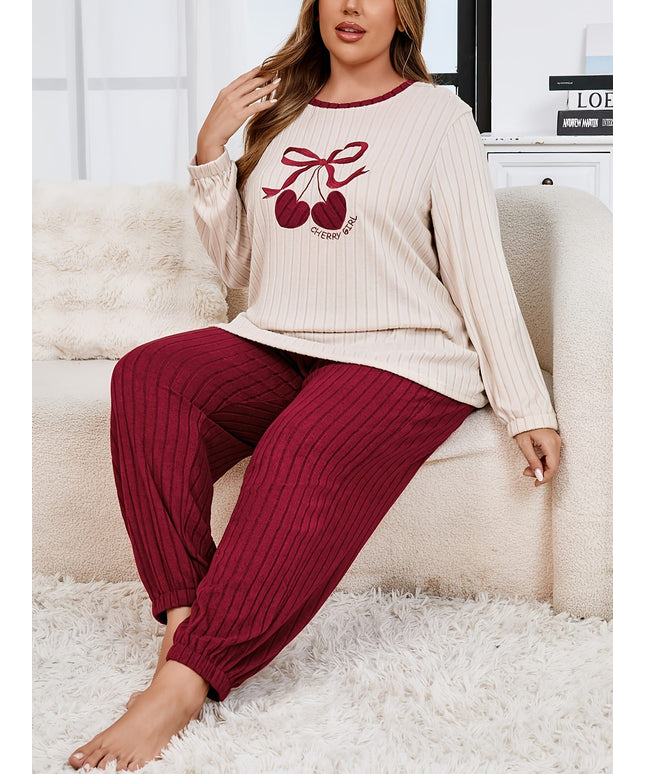jkthpu-45 Autumn/Winter Plus Size Women's Casual Style Pajama Set,