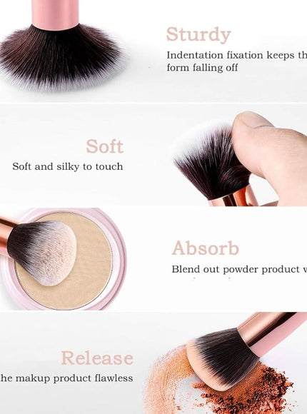KissICON AWhiteMarbleSet Marble Pink White Pro Makeup Brush Set – W Sponges