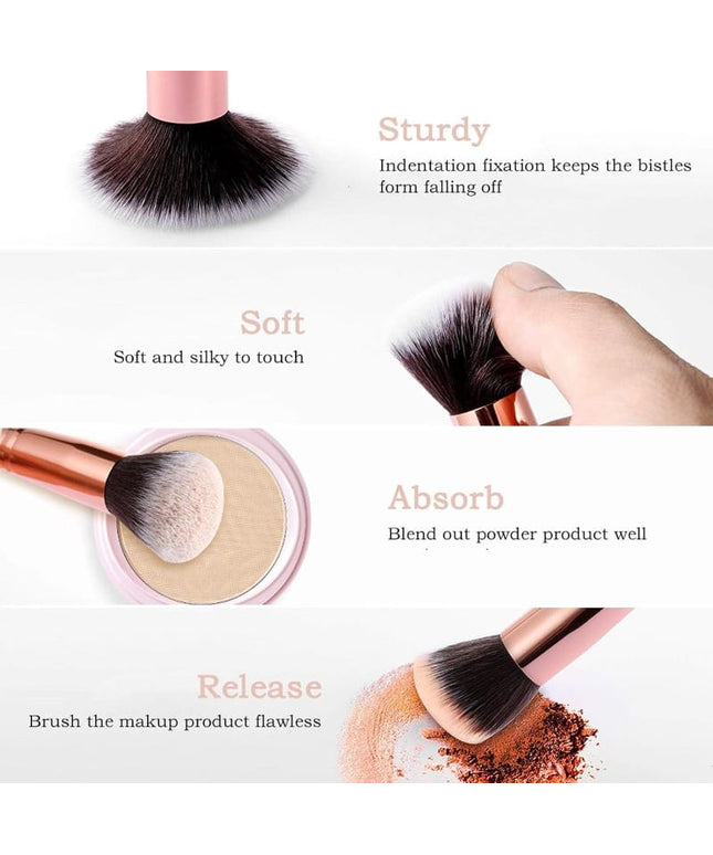 KissICON AWhiteMarbleSet Marble Pink White Pro Makeup Brush Set – W Sponges