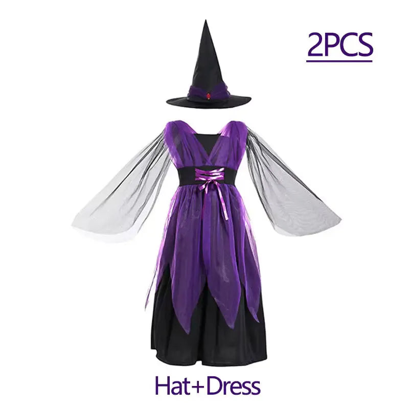 KissICON B / 1Y (Size 90) Halloween Costume for Girls Dress Scarlet Witch Vampire Devil Ghost Bat Carnival Party Dress Up  Kids Cosplay Clothes