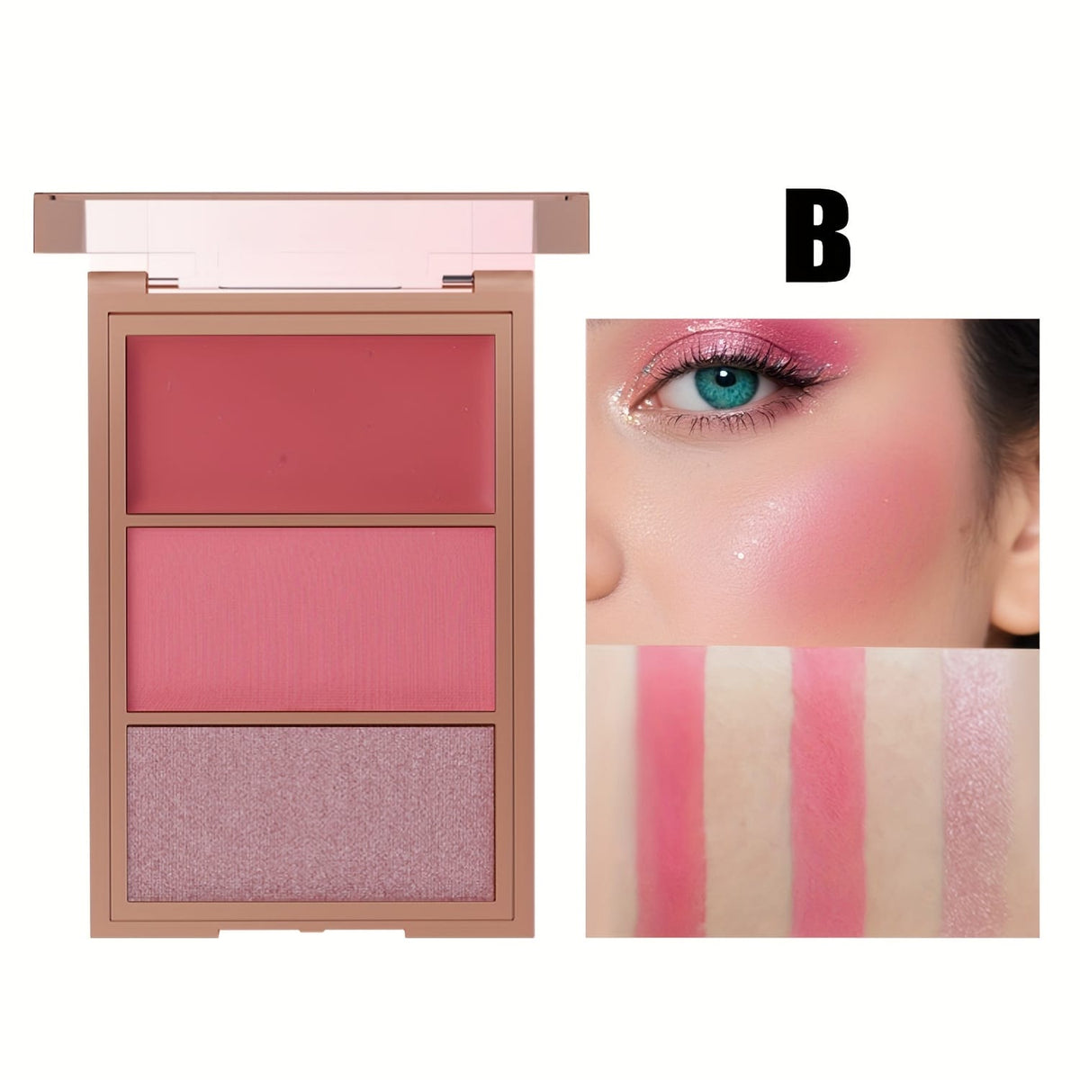 KissICON B Allbeige 3in1 Cream Powder Highlighter Trio
