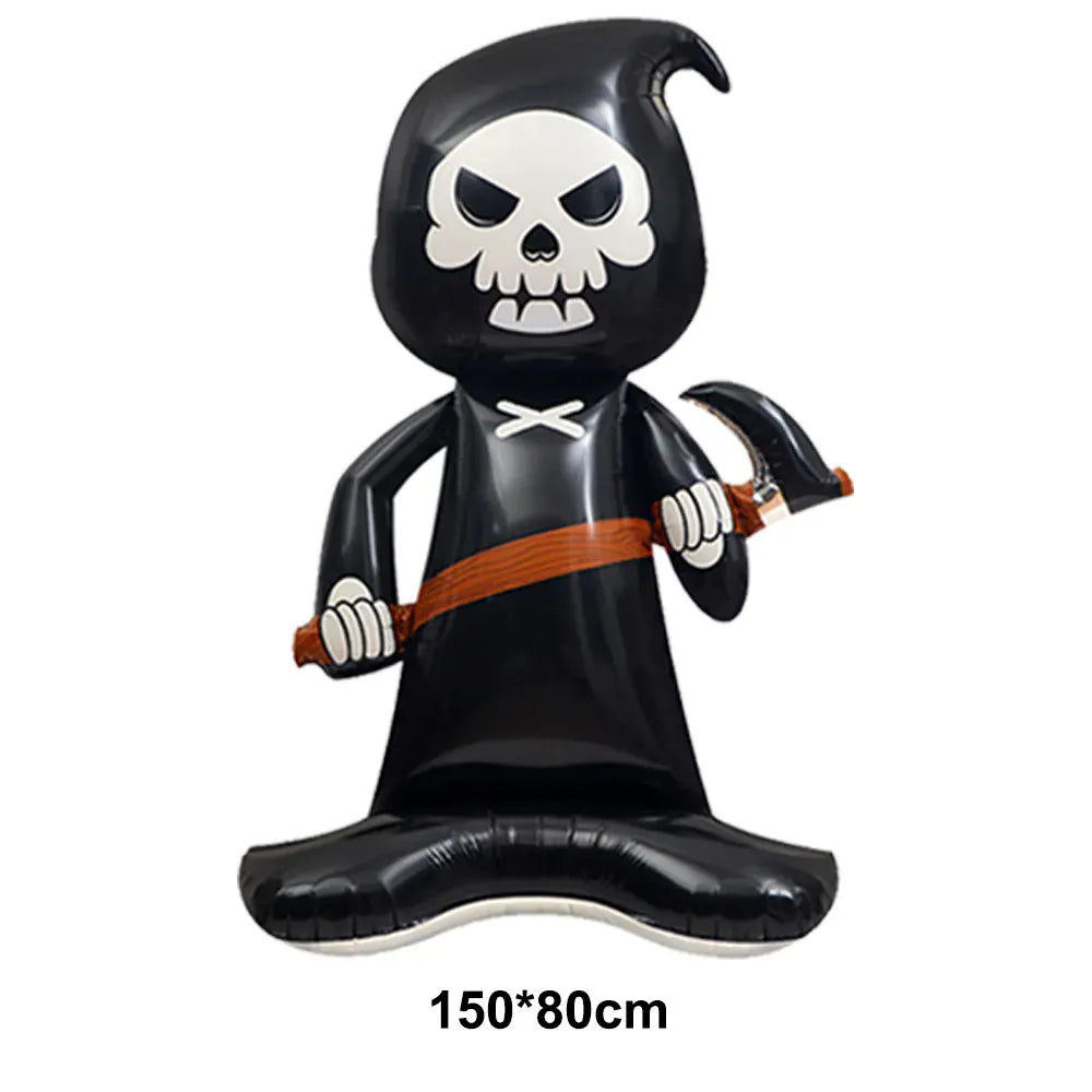 KissICON B / Other Halloween Party Decor Standing Inflatable Aluminum Foil Balloon Ghost Pumpkin Skull Haunted House Tombstone Skeleton Balloon