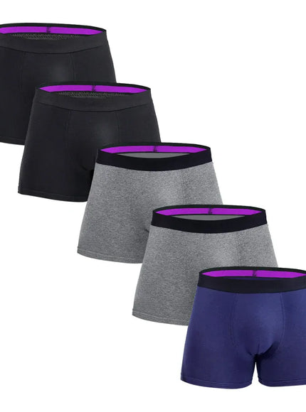 KissICON B15-5pcs-7 / XL 5Pack Sexy Cotton Mens Boxer Briefs Underwear Set