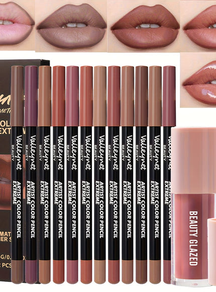 KissICON B180-104+VA12PC heise 13pc Waterproof Longlasting Lip Liner Glaze