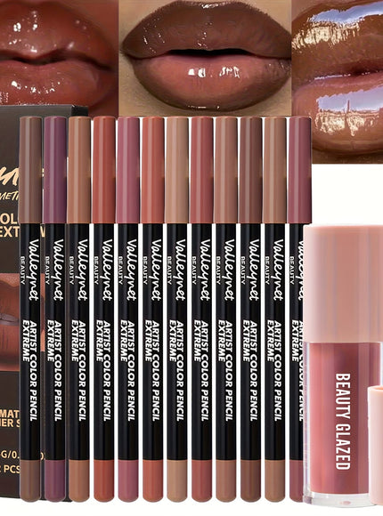 KissICON B180-104+VA12PC heise 13pc Waterproof Longlasting Lip Liner Glaze