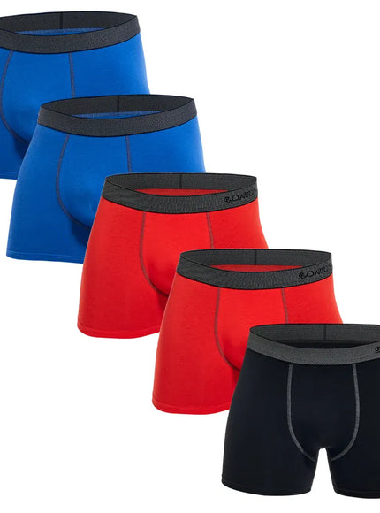KissICON B19 5pcs-7 / M 5Pack Sexy Cotton Mens Boxer Briefs Underwear Set