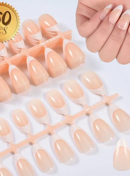 KissICON B2 KissIcon Nude Pink Almond Nails White Tip -
