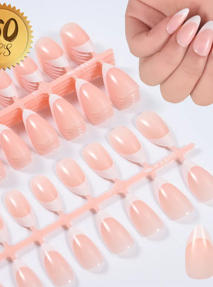 KissICON B3 KissIcon Nude Pink Almond Nails White Tip -