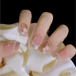 KissICON B382 White French Press On Nails 3D Bowknot Full