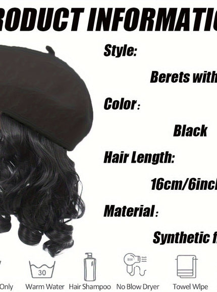 KissIcon Elegant Curly Wave Beret Wig Hat -