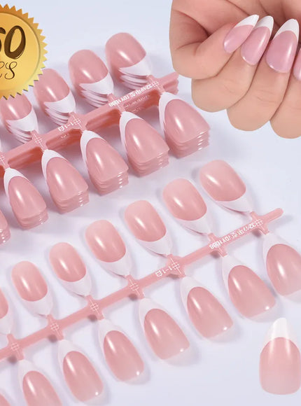KissICON B5 KissIcon Nude Pink Almond Nails White Tip -