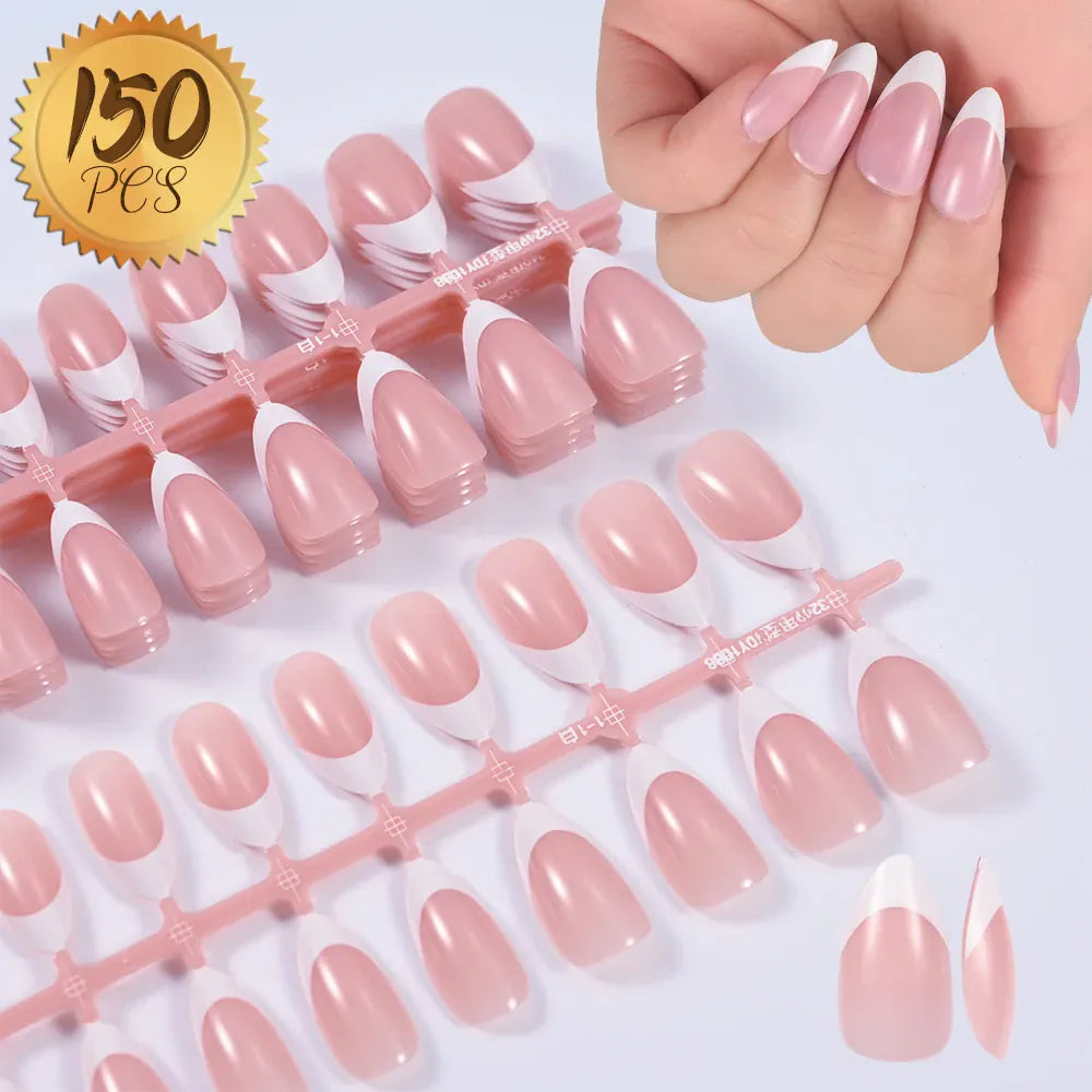KissICON B5 KissIcon Nude Pink Almond Nails White Tip -