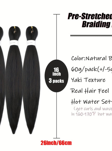 KissIcon Pre Stretched Hair 26 Black Yaki -