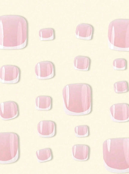 120Pcs White French Hand and Foot Nail Set, Medium Square Press-On Nails, Fashionable and Minimalist Design, Pre-Glued Nail Art Tips, Glossy Pure French Style, Perfect for Women'S Daily Wear, Includes Storage Box Toe Nails Nail Supplies Nails