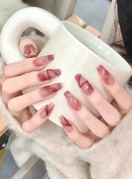 KissICON B748 White French Press On Nails 3D Bowknot Full