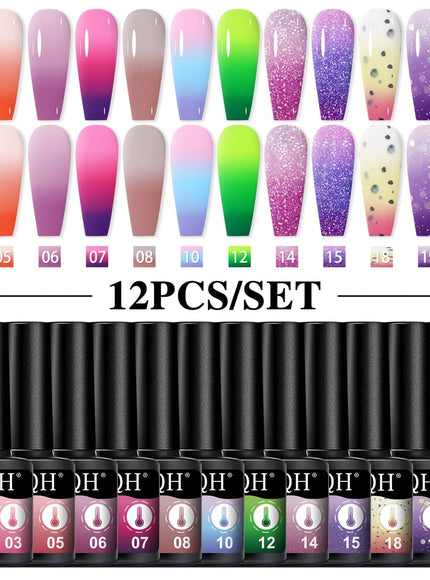 Cat Eye Nail Polish Set 12pc Multicolor Shimmer