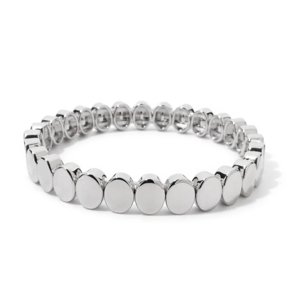 KissICON Bangle 1 / China Mainland / 52-54mm 6x8mm Enamel Crystal Bracelets For Women Gold Color Zirconia Rhombus Bead Elastic Bangle