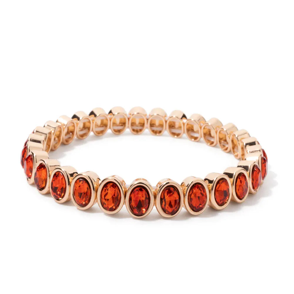 KissICON Bangle 10 / China Mainland / 52-54mm 6x8mm Enamel Crystal Bracelets For Women Gold Color Zirconia Rhombus Bead Elastic Bangle