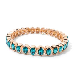 KissICON Bangle 11 / China Mainland / 52-54mm 6x8mm Enamel Crystal Bracelets For Women Gold Color Zirconia Rhombus Bead Elastic Bangle