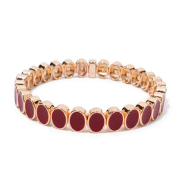 KissICON Bangle 15 / China Mainland / 52-54mm 6x8mm Enamel Crystal Bracelets For Women Gold Color Zirconia Rhombus Bead Elastic Bangle