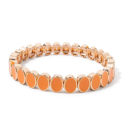 KissICON Bangle 3 / China Mainland / 52-54mm 6x8mm Enamel Crystal Bracelets For Women Gold Color Zirconia Rhombus Bead Elastic Bangle