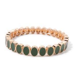 KissICON Bangle 7 / China Mainland / 52-54mm 6x8mm Enamel Crystal Bracelets For Women Gold Color Zirconia Rhombus Bead Elastic Bangle