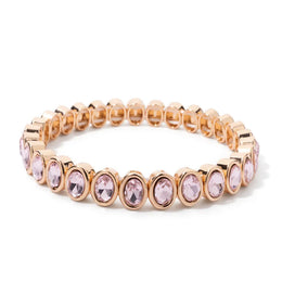 KissICON Bangle 8 / China Mainland / 52-54mm 6x8mm Enamel Crystal Bracelets For Women Gold Color Zirconia Rhombus Bead Elastic Bangle