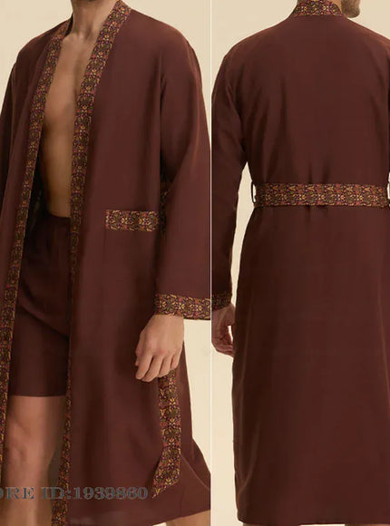 KissICON Baroque Silky Satin Kimono Robe  Shorts Pajama Set