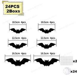 KissICON Bat-24PCS-2Boxs Halloween Bat/Spider Decor Night Light 3D Purple/Green Lights Wall Sticker for Self-adhesive Decor Halloween Party Decoration