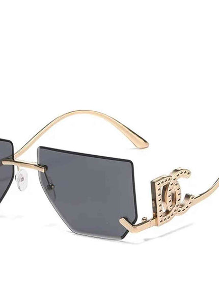 2025 Fashion Brand Luxury Designer Sunglasses Women Vintage Letter Oversized Rimless Shades Glasses New Summer Travel Sunglasses