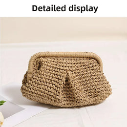 KissICON Beach Vacation Straw Metal Chain Crossbody –