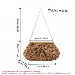 KissICON Beach Vacation Straw Metal Chain Crossbody –