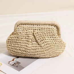 KissICON Beach Vacation Straw Metal Chain Crossbody –