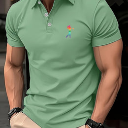 KissICON Bean Green / UK 36 SpringSummer Mens Printed ShortSleeve Golf Shirt