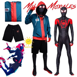 KissICON BEAST KINGDOM Spider Miles Morales Cosplay Halloween Jacket Bodysuit Mask Party Costume Suits Spider Miles Fantasy for Unisex