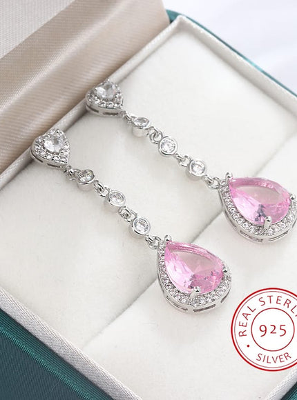 KissICON Beautiful 925 Silver Tassel Earrings - Zircon Water Drop