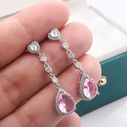 KissICON Beautiful 925 Silver Tassel Earrings - Zircon Water Drop