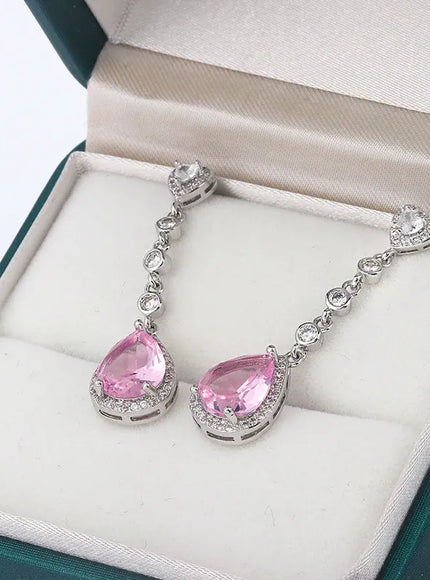 KissICON Beautiful 925 Silver Tassel Earrings - Zircon Water Drop
