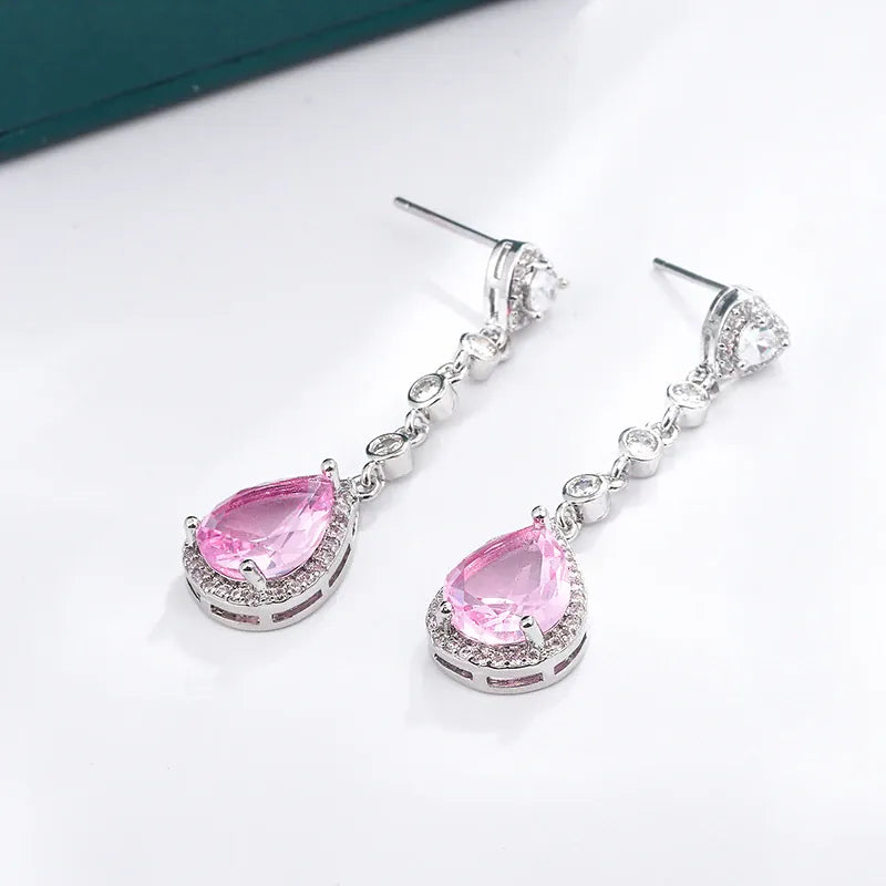 KissICON Beautiful 925 Silver Tassel Earrings - Zircon Water Drop