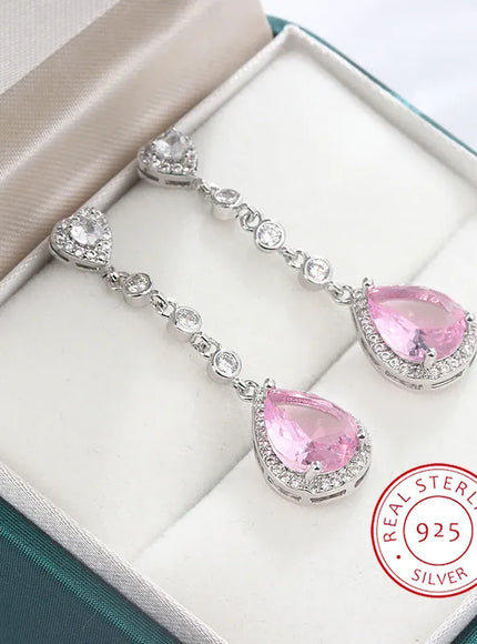 KissICON Beautiful 925 Silver Tassel Earrings - Zircon Water Drop