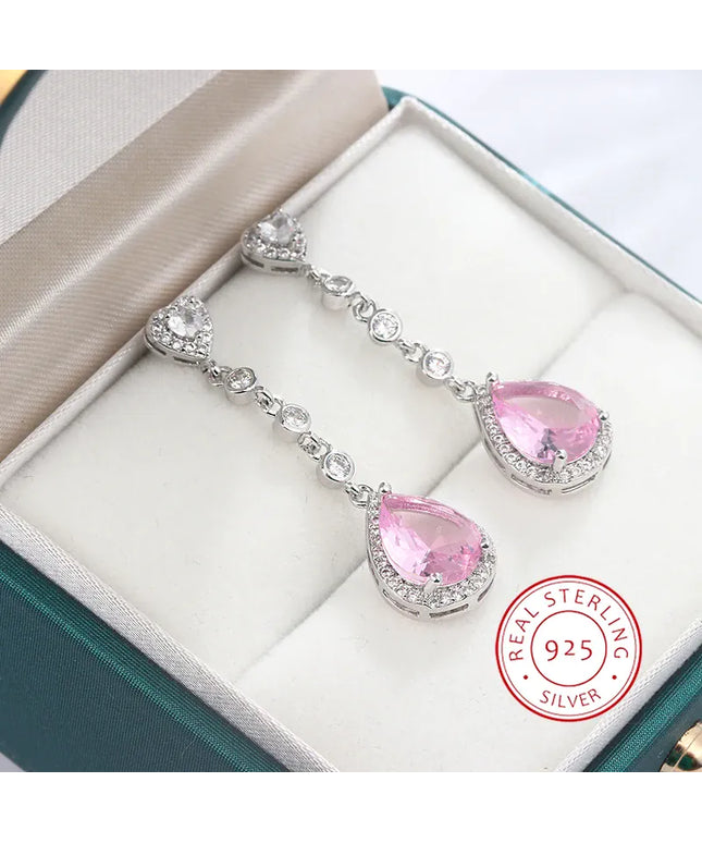 KissICON Beautiful 925 Silver Tassel Earrings - Zircon Water Drop
