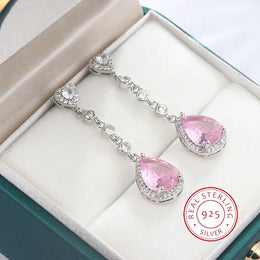 KissICON Beautiful 925 Silver Tassel Earrings - Zircon Water Drop