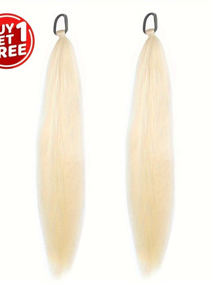 KissICON Beige / 26inch Kissicon Synthetic Straight Ponytail Elastic Tie