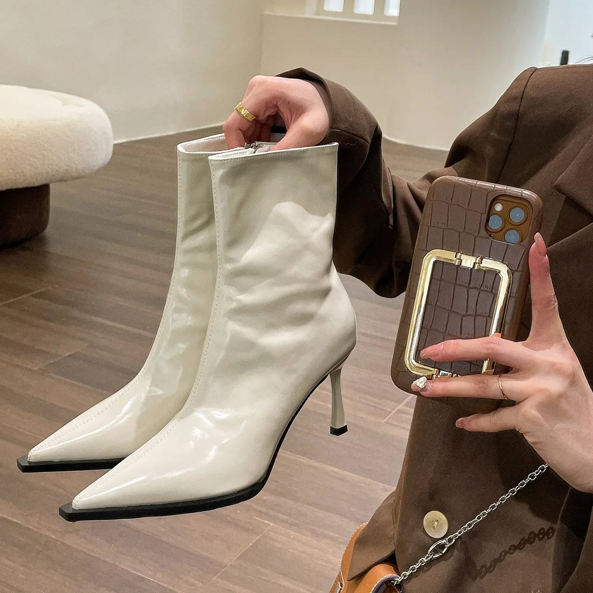 KissICON Beige / 35 Women's Boots Autumn Boots-Women Winter Footwear Shoes Zipper