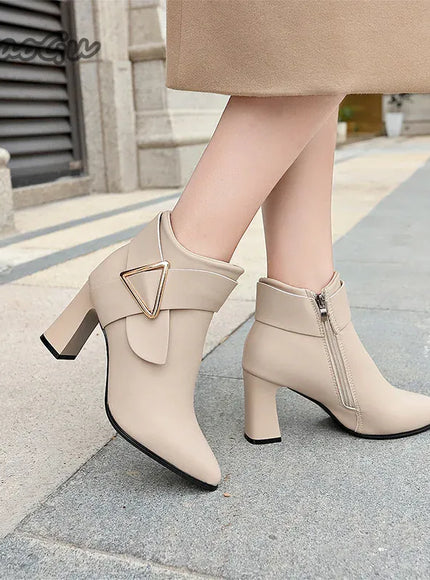 KissICON Beige / 37 Ladies Shoes 2025 Ankle Women's Boots Retro Modern