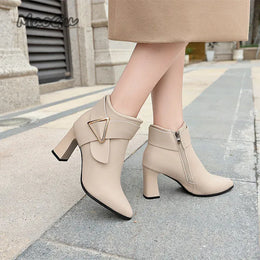 KissICON Beige / 37 Ladies Shoes 2025 Ankle Women's Boots Retro Modern