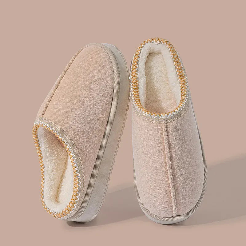 KissICON beige / 38-39 Women's Plush Slippers Winter Warm House Shoes Fashion