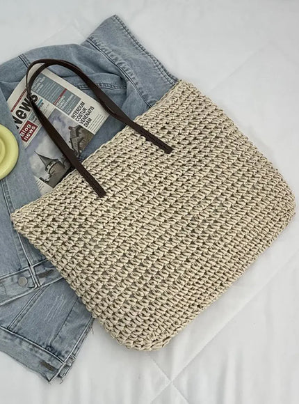 KissICON Beige / 40x16x35cm Handbag – Beach Rattan Woven